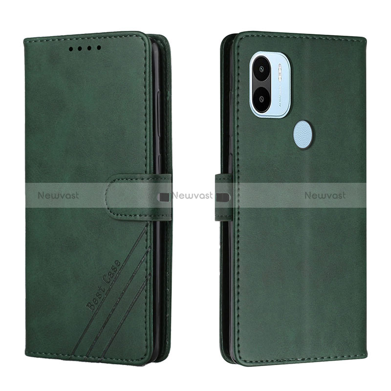 Leather Case Stands Flip Cover Holder H02X for Xiaomi Redmi A1 Plus Green