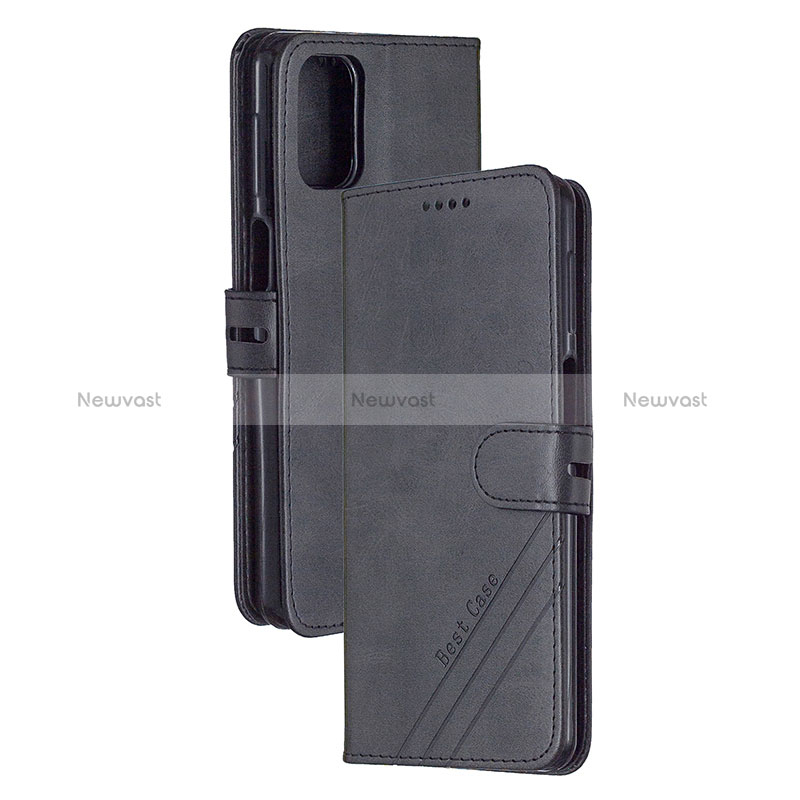 Leather Case Stands Flip Cover Holder H02X for Xiaomi Redmi K30S 5G Black