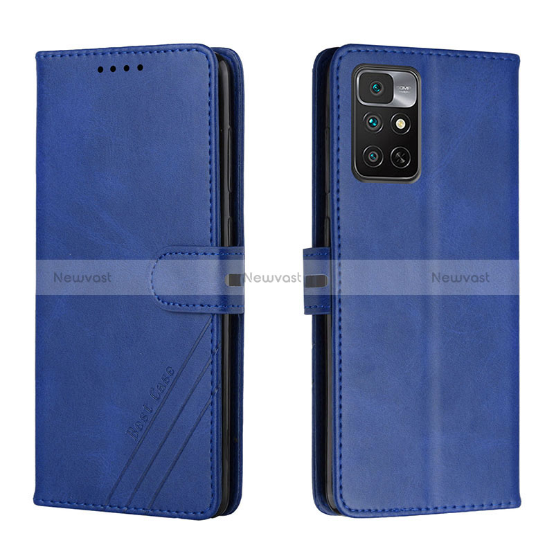 Leather Case Stands Flip Cover Holder H02X for Xiaomi Redmi Note 11 4G (2022) Blue