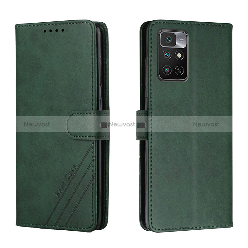 Leather Case Stands Flip Cover Holder H02X for Xiaomi Redmi Note 11 4G (2022) Green