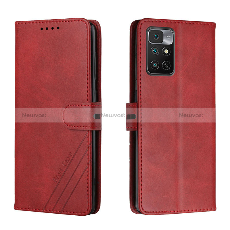 Leather Case Stands Flip Cover Holder H02X for Xiaomi Redmi Note 11 4G (2022) Red