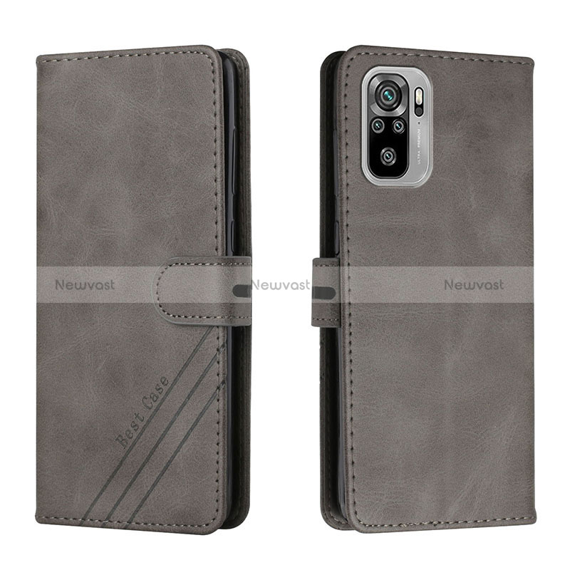 Leather Case Stands Flip Cover Holder H02X for Xiaomi Redmi Note 11 SE India 4G Gray