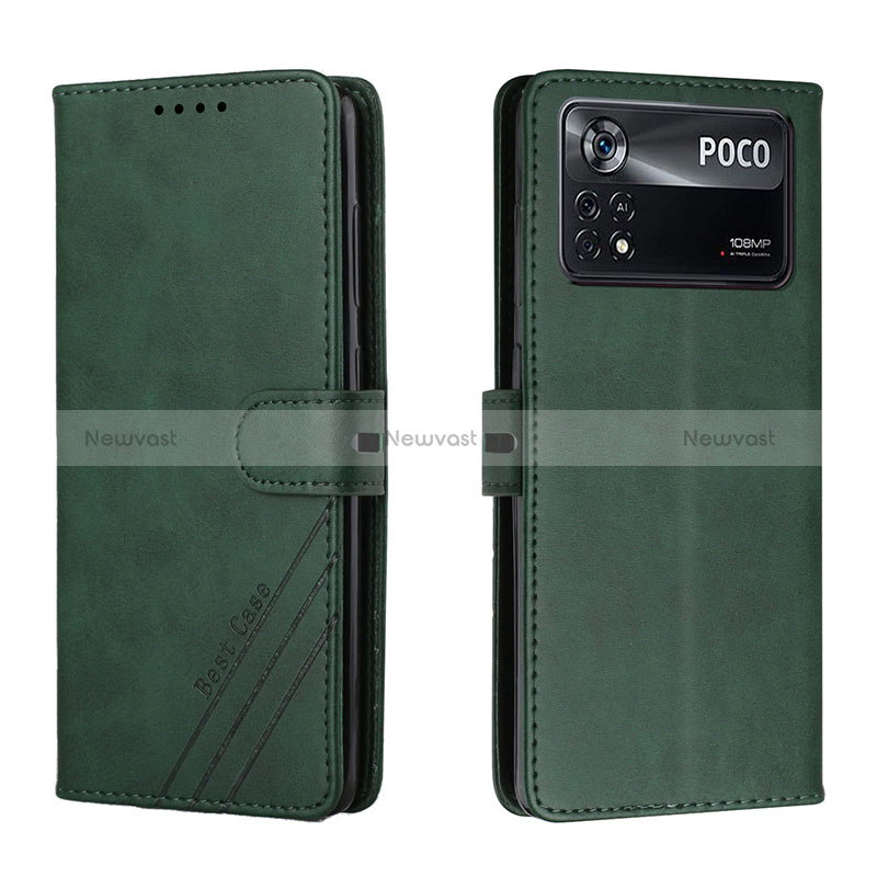 Leather Case Stands Flip Cover Holder H02X for Xiaomi Redmi Note 11E Pro 5G Green
