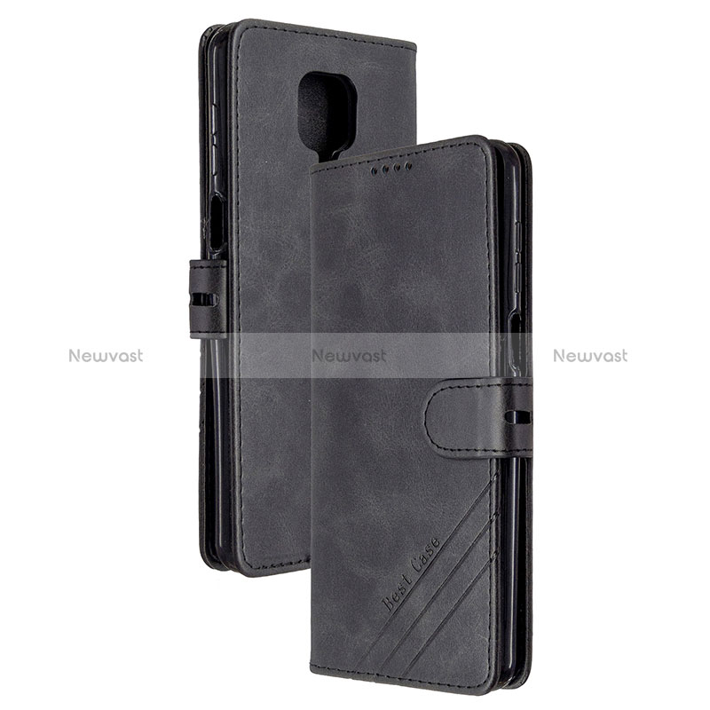 Leather Case Stands Flip Cover Holder H02X for Xiaomi Redmi Note 9 Pro Max Black