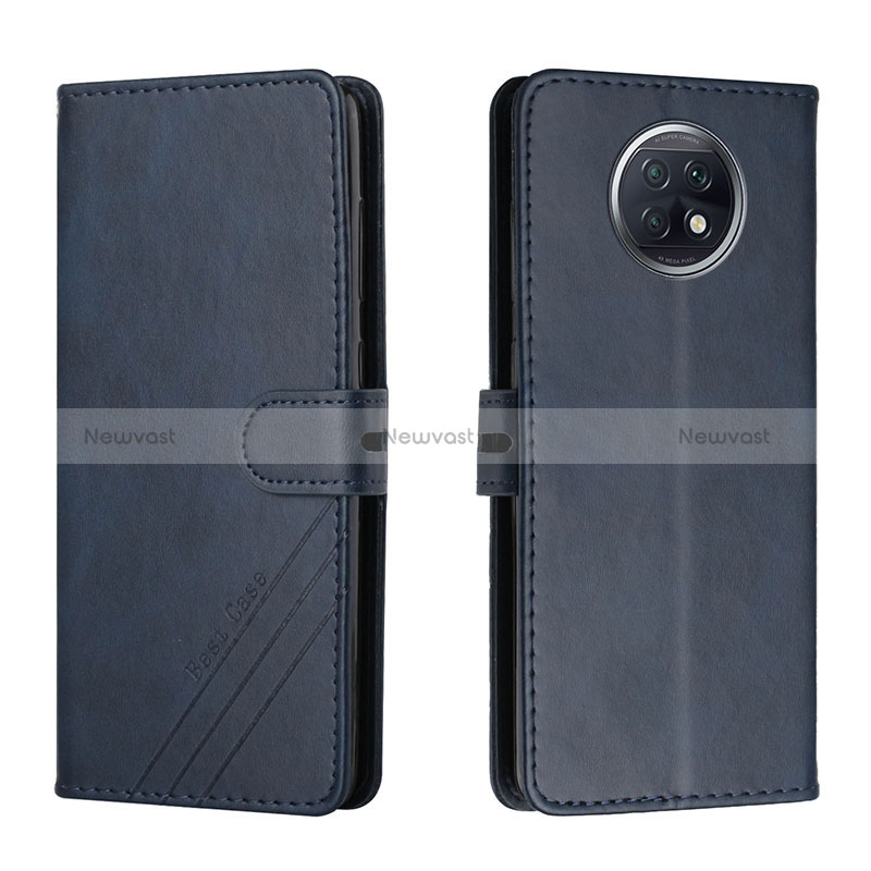 Leather Case Stands Flip Cover Holder H02X for Xiaomi Redmi Note 9T 5G Blue