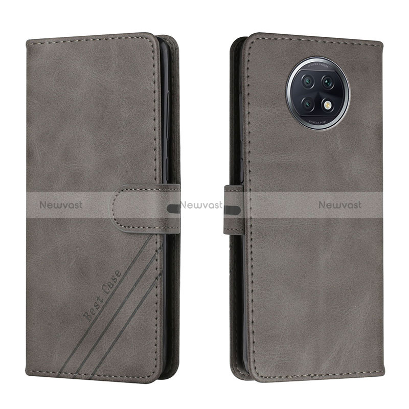 Leather Case Stands Flip Cover Holder H02X for Xiaomi Redmi Note 9T 5G Gray