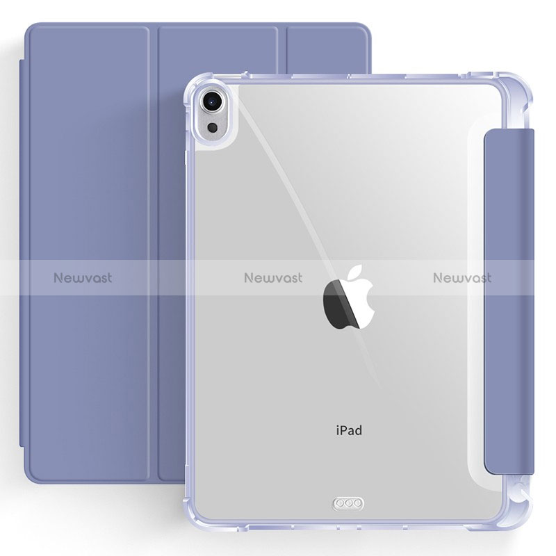 Leather Case Stands Flip Cover Holder H03 for Apple iPad Air 5 10.9 (2022) Lavender Gray