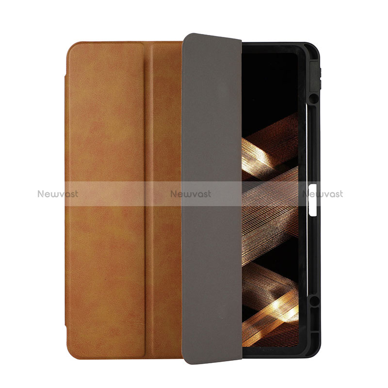 Leather Case Stands Flip Cover Holder H03 for Apple iPad Pro 12.9 (2021) Brown