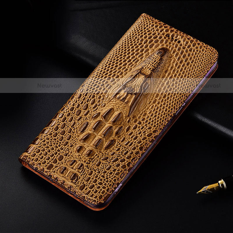 Leather Case Stands Flip Cover Holder H03P for Motorola Moto Edge 20 Lite 5G Brown