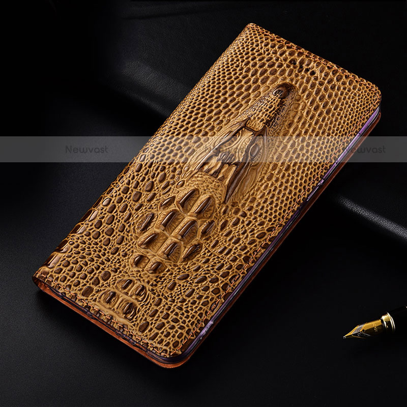 Leather Case Stands Flip Cover Holder H03P for Motorola Moto G10 Power Brown