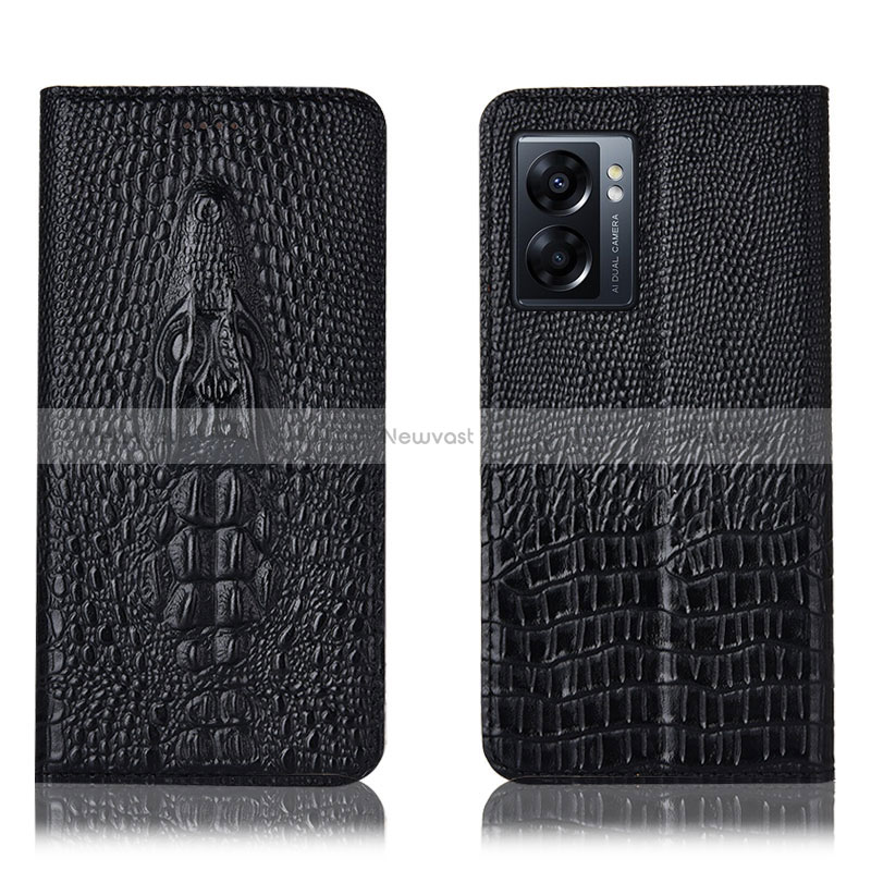 Leather Case Stands Flip Cover Holder H03P for Oppo K10 5G India Black