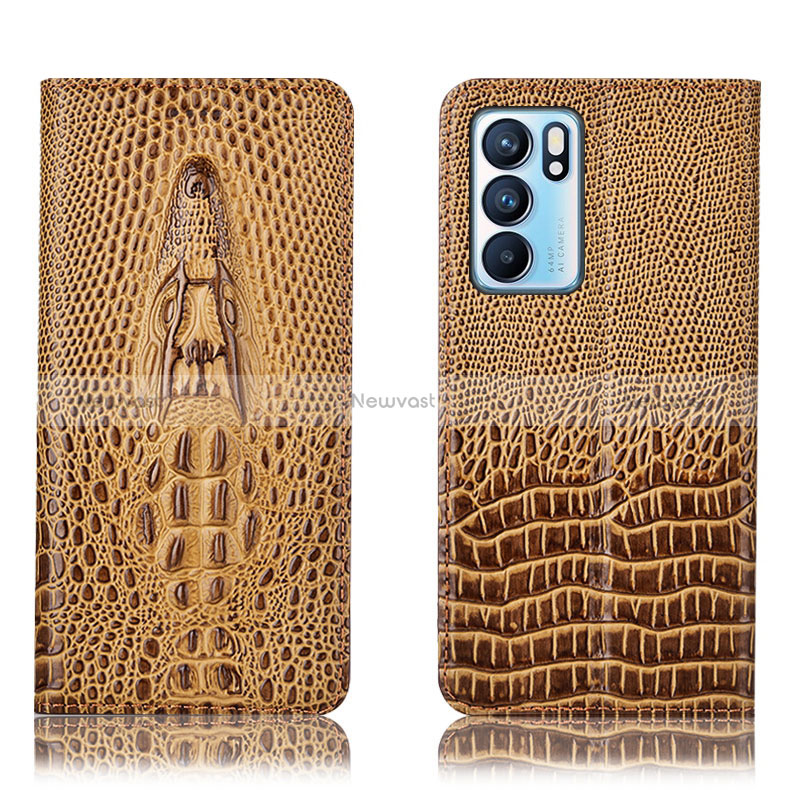 Leather Case Stands Flip Cover Holder H03P for Oppo Reno6 5G