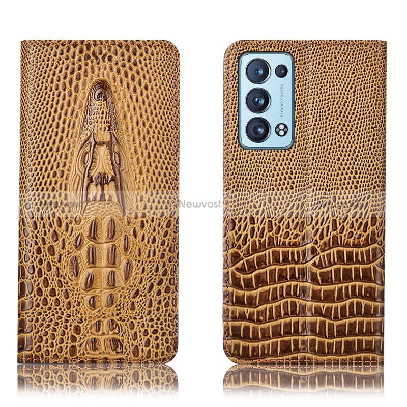 Leather Case Stands Flip Cover Holder H03P for Oppo Reno6 Pro 5G