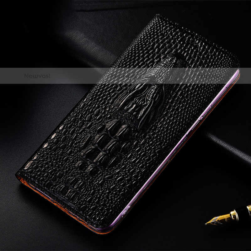 Leather Case Stands Flip Cover Holder H03P for Samsung Galaxy A11 Black