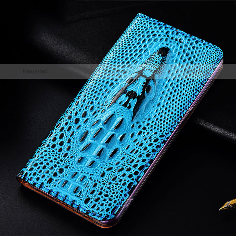 Leather Case Stands Flip Cover Holder H03P for Samsung Galaxy A11 Sky Blue