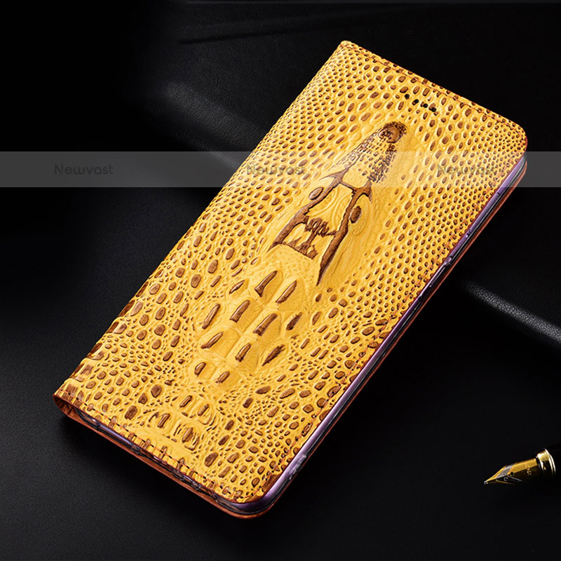 Leather Case Stands Flip Cover Holder H03P for Samsung Galaxy A11 Yellow