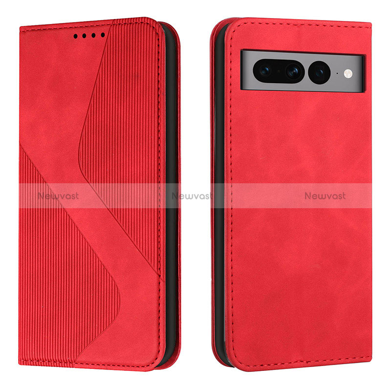 Leather Case Stands Flip Cover Holder H03X for Google Pixel 7 Pro 5G Red