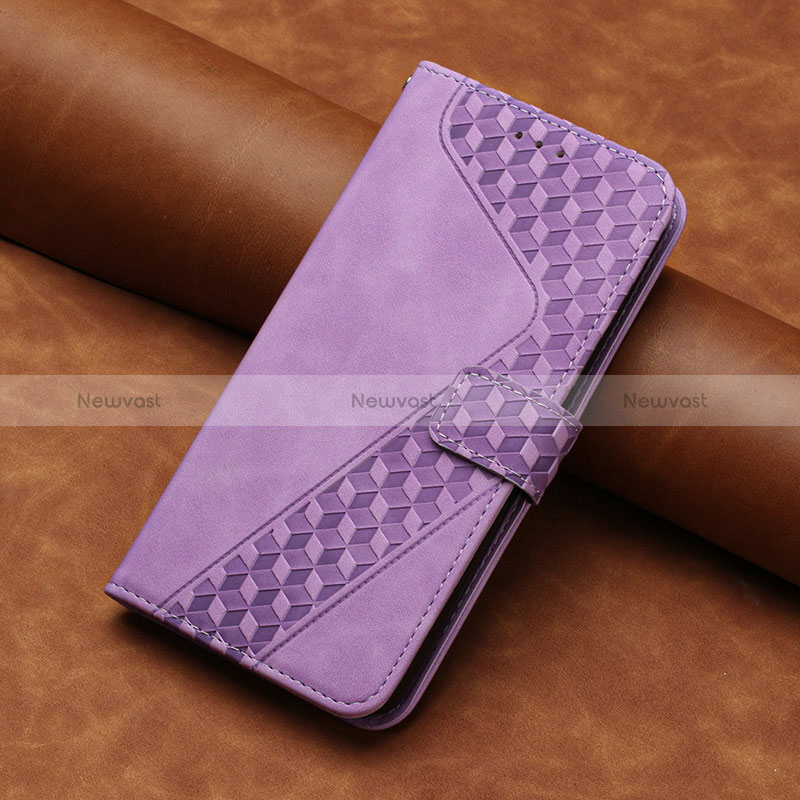 Leather Case Stands Flip Cover Holder H03X for Huawei Honor 70 Pro 5G Purple