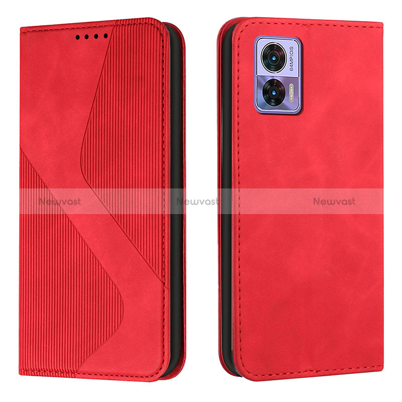 Leather Case Stands Flip Cover Holder H03X for Motorola Moto Edge 30 Lite 5G Red