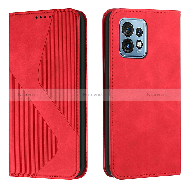 Leather Case Stands Flip Cover Holder H03X for Motorola Moto Edge 40 Pro 5G Red