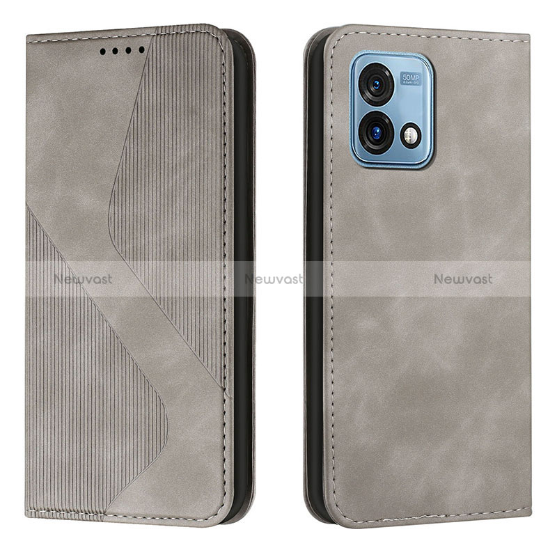 Leather Case Stands Flip Cover Holder H03X for Motorola Moto G Stylus (2023) 4G Gray