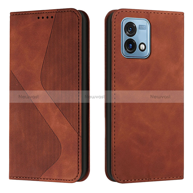 Leather Case Stands Flip Cover Holder H03X for Motorola Moto G Stylus (2023) 5G Brown