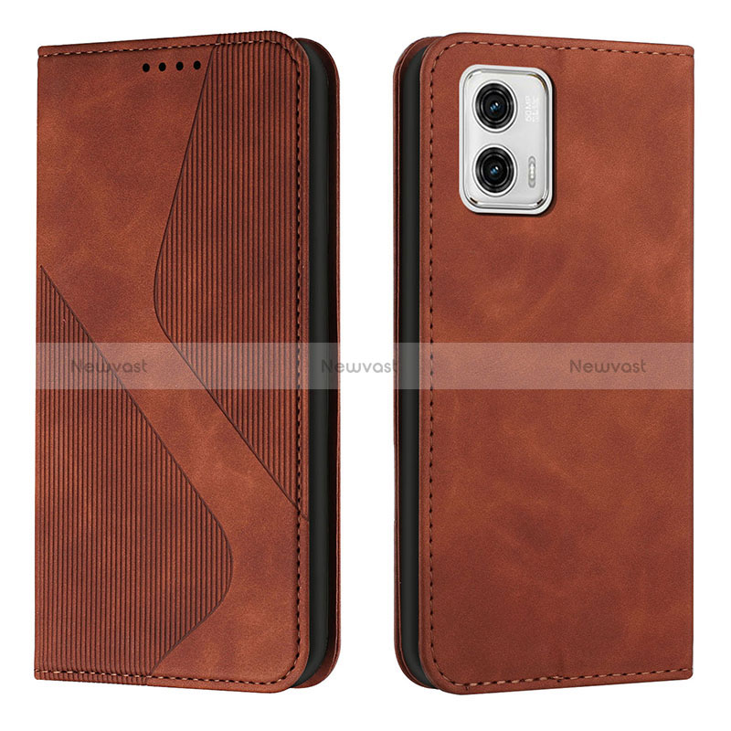 Leather Case Stands Flip Cover Holder H03X for Motorola Moto G73 5G