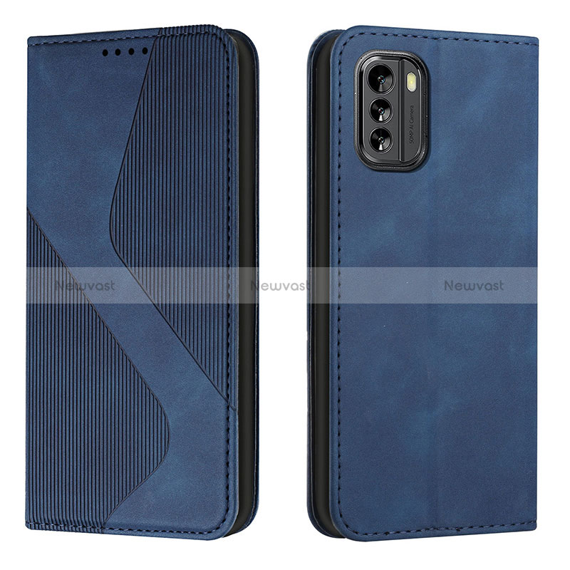 Leather Case Stands Flip Cover Holder H03X for Nokia G60 5G Blue