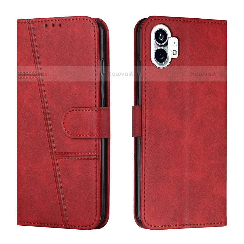 Leather Case Stands Flip Cover Holder H03X for Nothing Phone 1 Red