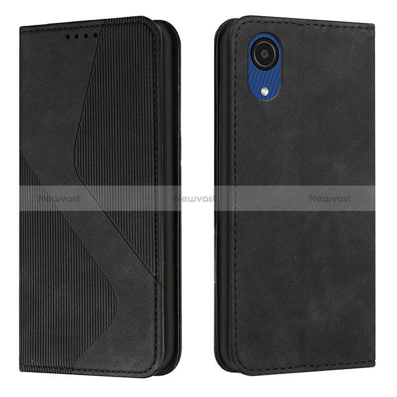 Leather Case Stands Flip Cover Holder H03X for Samsung Galaxy A03 Core Black