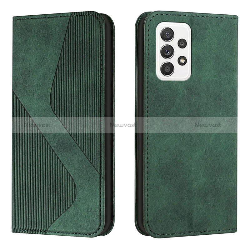 Leather Case Stands Flip Cover Holder H03X for Samsung Galaxy A33 5G Green