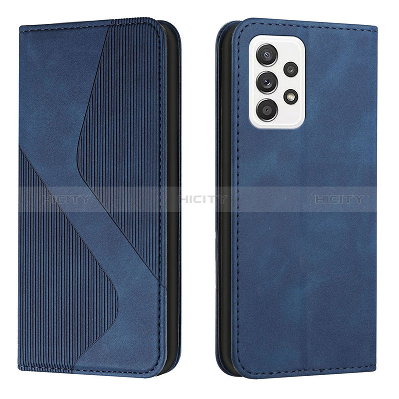 Leather Case Stands Flip Cover Holder H03X for Samsung Galaxy A53 5G Blue