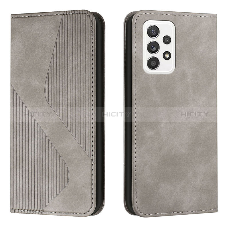 Leather Case Stands Flip Cover Holder H03X for Samsung Galaxy A53 5G Gray