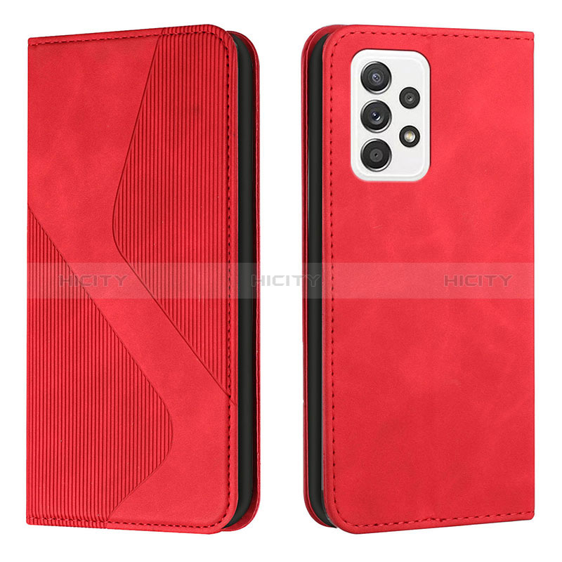 Leather Case Stands Flip Cover Holder H03X for Samsung Galaxy A53 5G Red