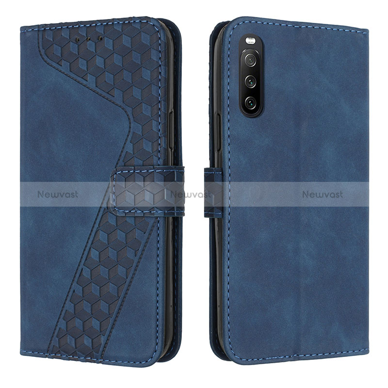 Leather Case Stands Flip Cover Holder H03X for Sony Xperia 10 IV Blue