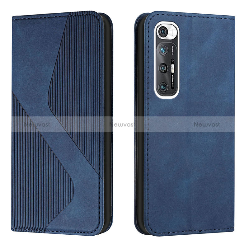 Leather Case Stands Flip Cover Holder H03X for Xiaomi Mi 10S 5G Blue