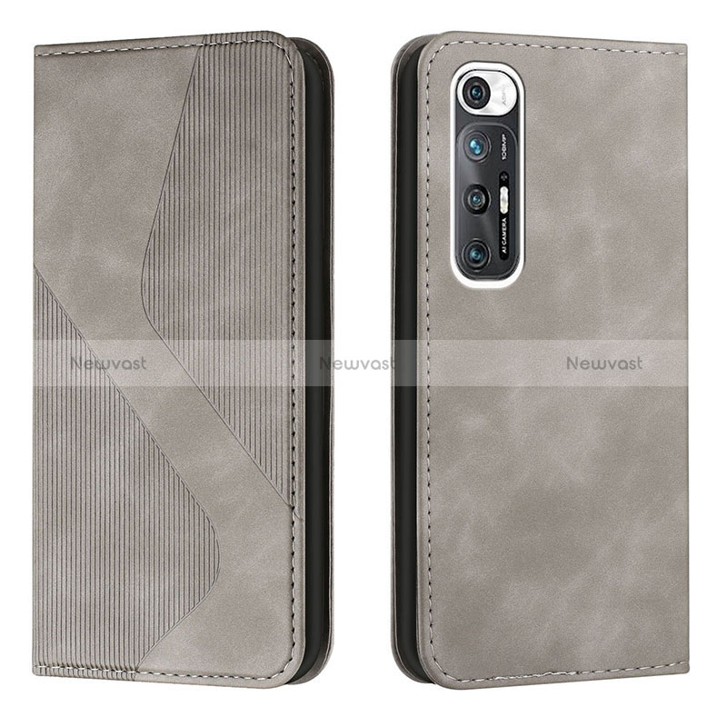 Leather Case Stands Flip Cover Holder H03X for Xiaomi Mi 10S 5G Gray