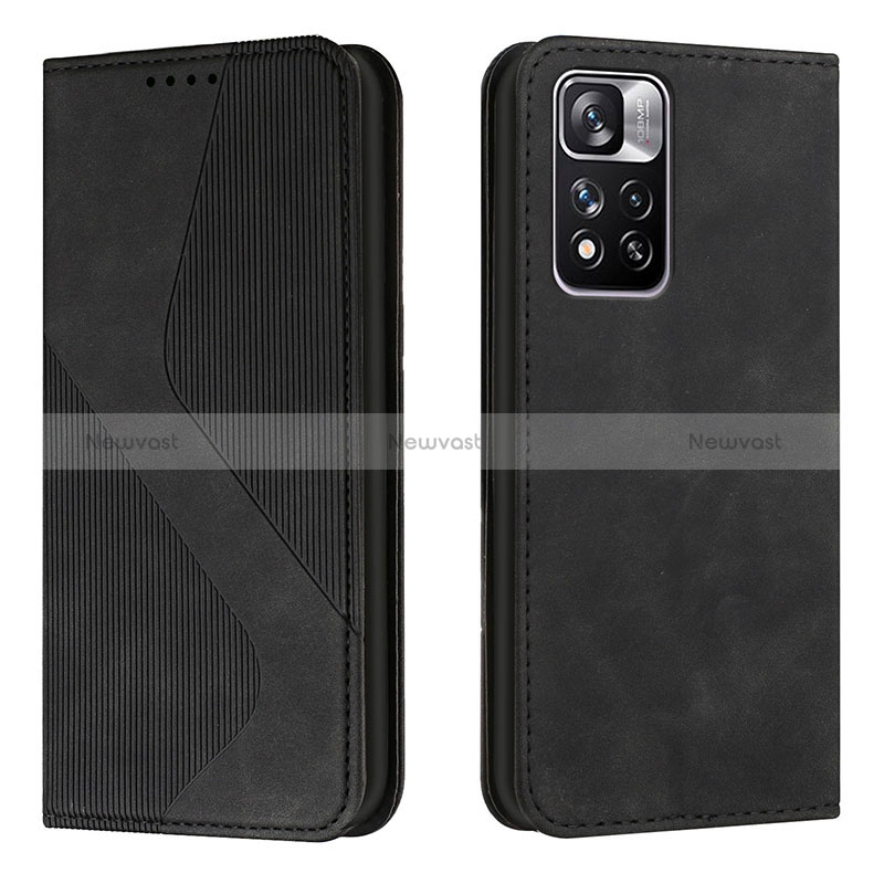 Leather Case Stands Flip Cover Holder H03X for Xiaomi Mi 11i 5G (2022) Black