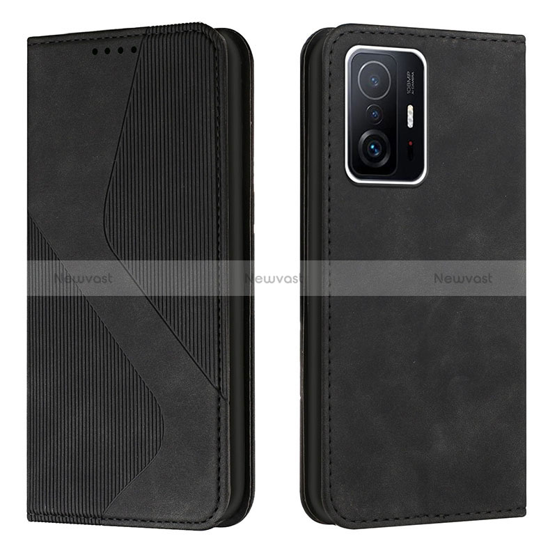 Leather Case Stands Flip Cover Holder H03X for Xiaomi Mi 11T 5G Black