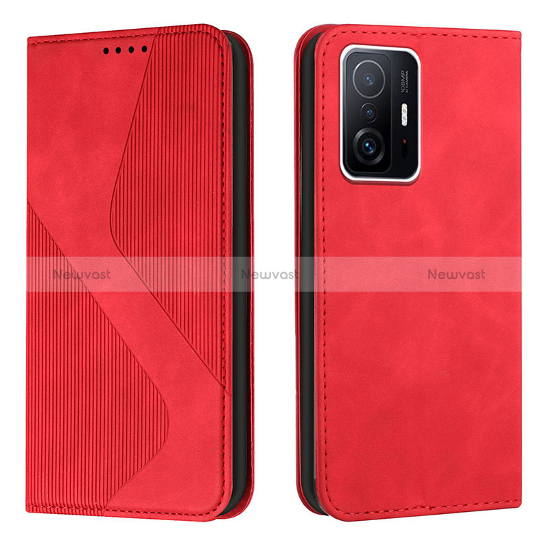 Leather Case Stands Flip Cover Holder H03X for Xiaomi Mi 11T 5G Red