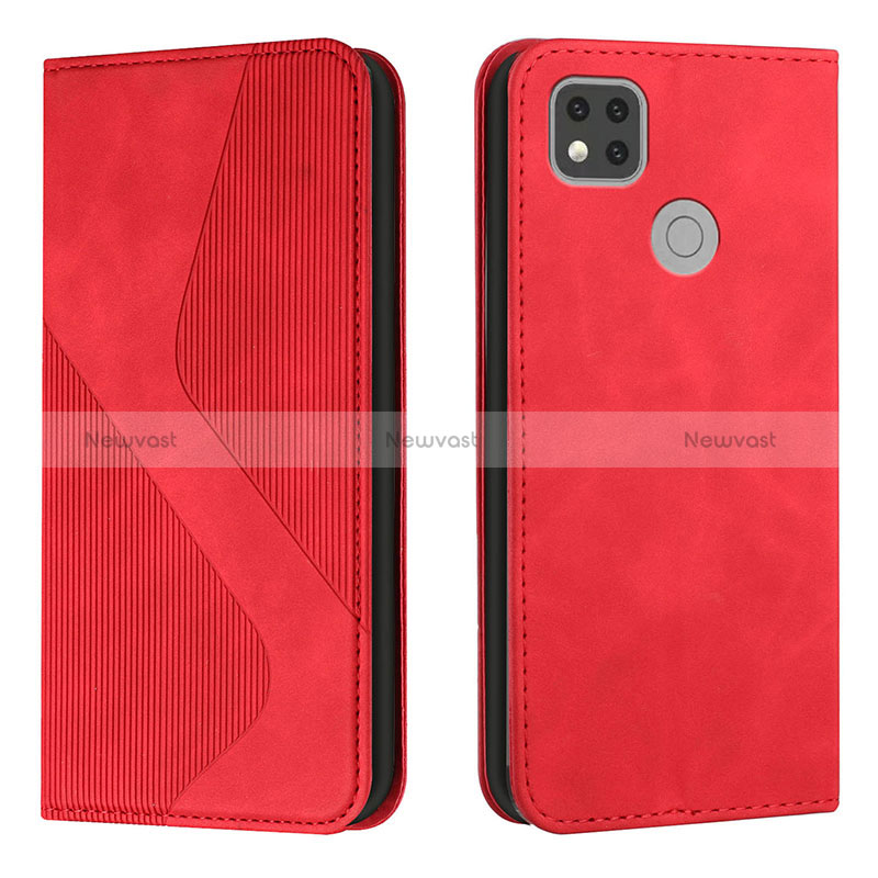 Leather Case Stands Flip Cover Holder H03X for Xiaomi POCO C3 Red
