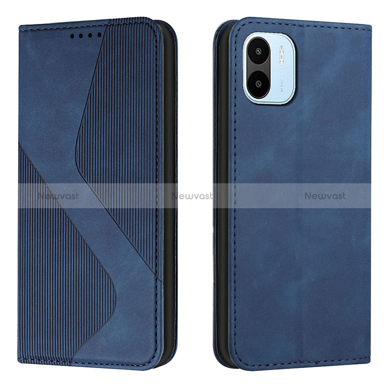 Leather Case Stands Flip Cover Holder H03X for Xiaomi Poco C51 Blue