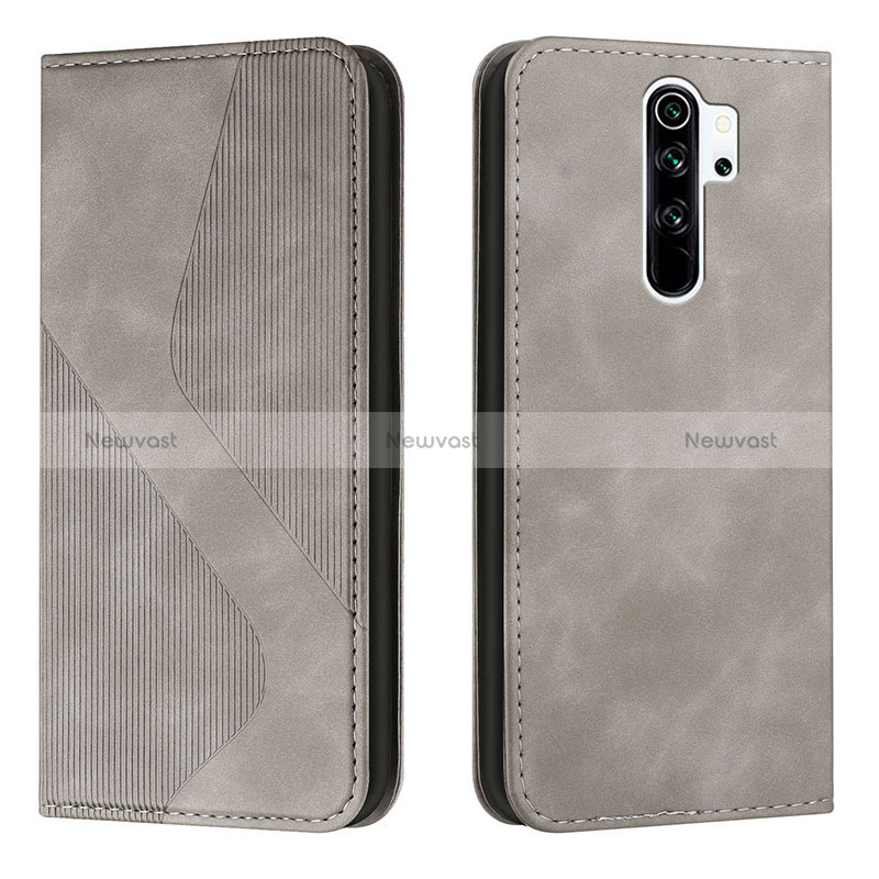 Leather Case Stands Flip Cover Holder H03X for Xiaomi Poco M2 Gray