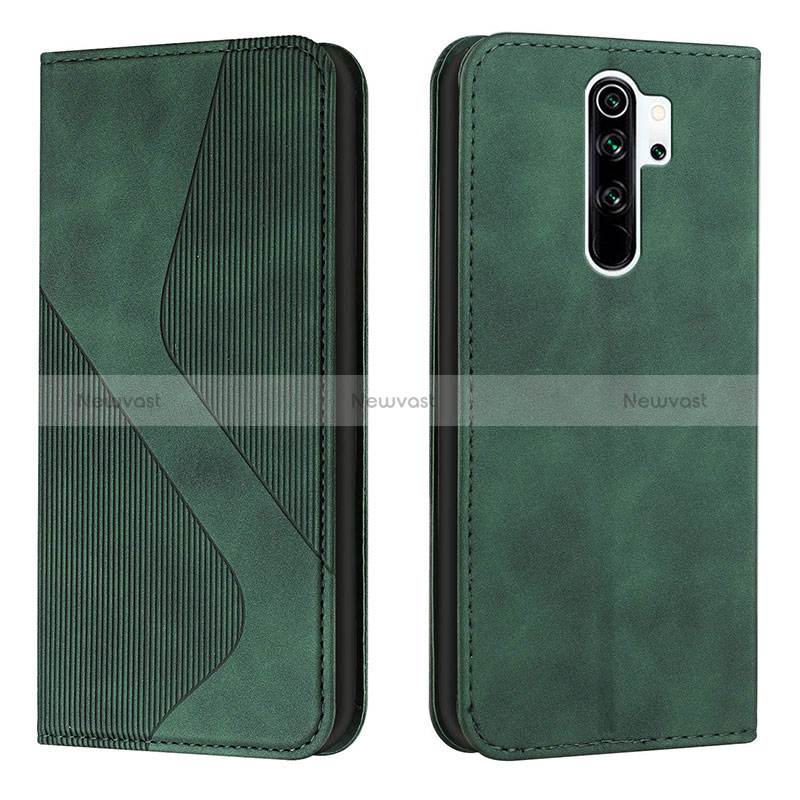 Leather Case Stands Flip Cover Holder H03X for Xiaomi Poco M2 Green