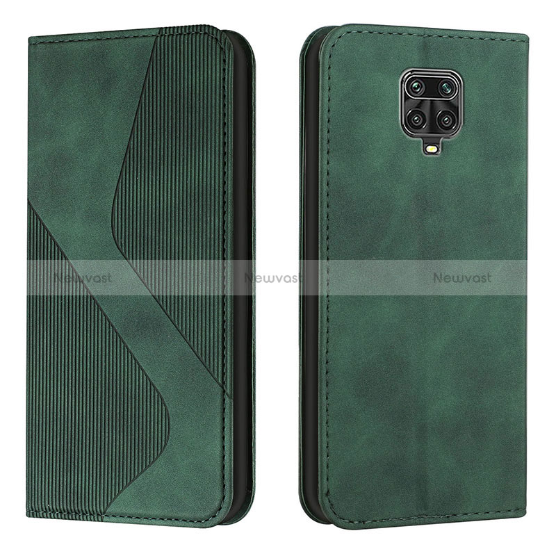 Leather Case Stands Flip Cover Holder H03X for Xiaomi Poco M2 Pro Green