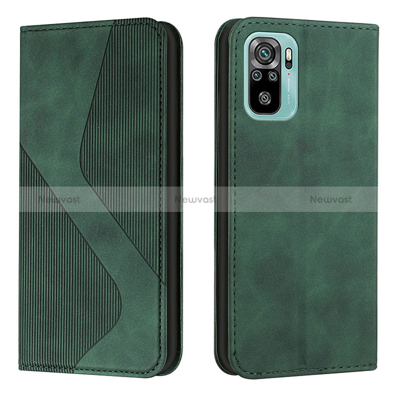 Leather Case Stands Flip Cover Holder H03X for Xiaomi Poco M5S Green