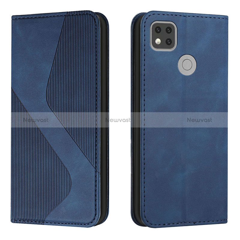 Leather Case Stands Flip Cover Holder H03X for Xiaomi Redmi 10A 4G Blue