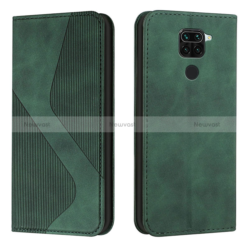 Leather Case Stands Flip Cover Holder H03X for Xiaomi Redmi 10X 4G Green