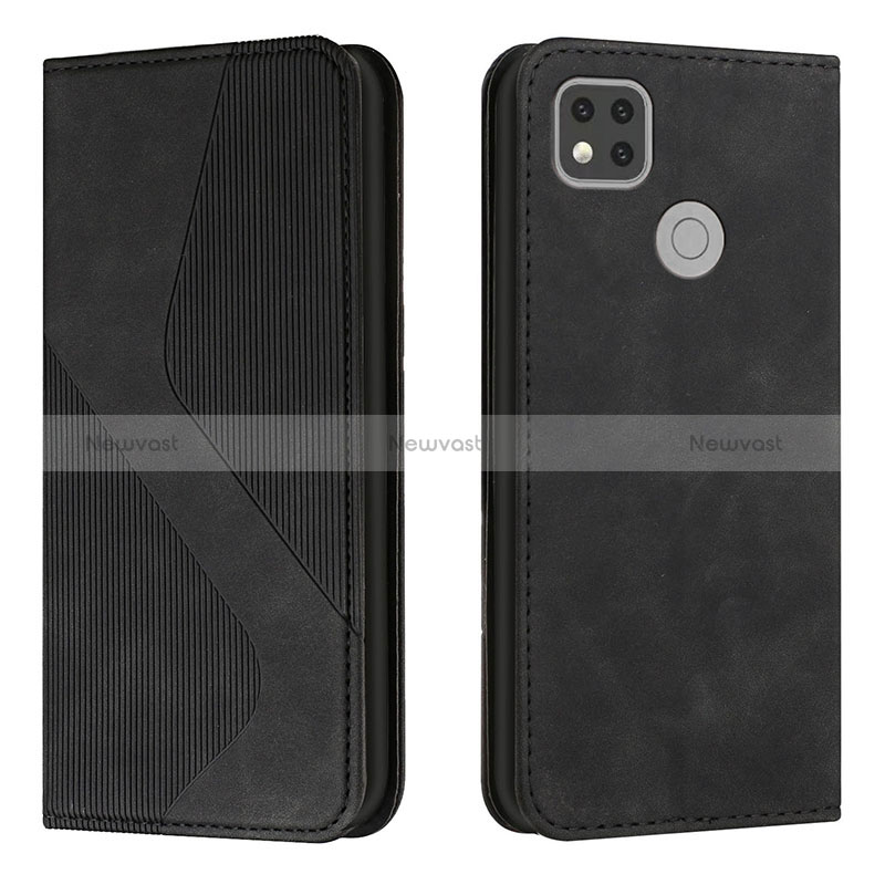 Leather Case Stands Flip Cover Holder H03X for Xiaomi Redmi 9 Activ Black