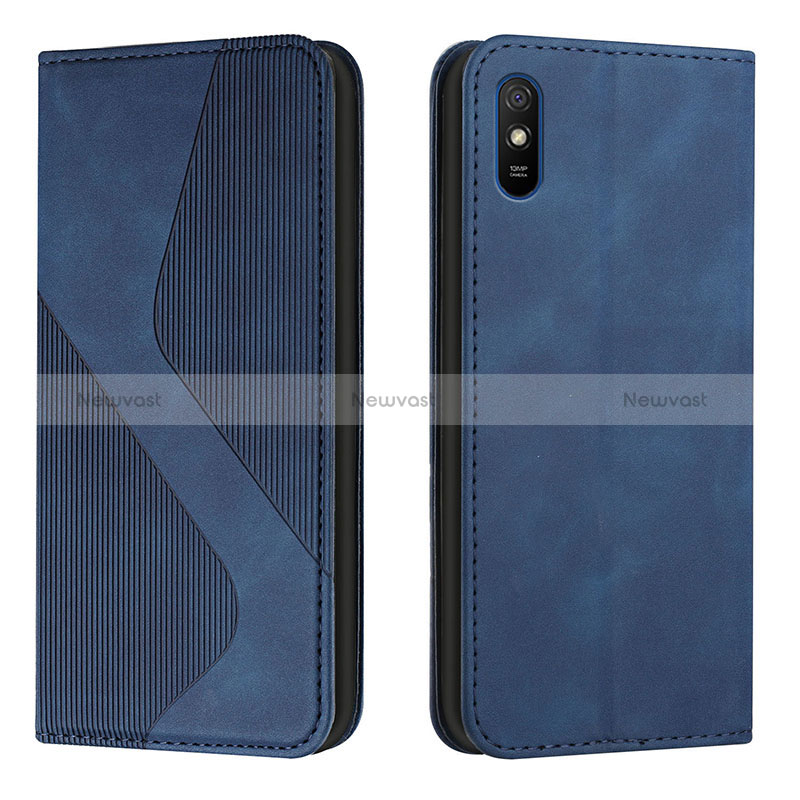 Leather Case Stands Flip Cover Holder H03X for Xiaomi Redmi 9i Blue